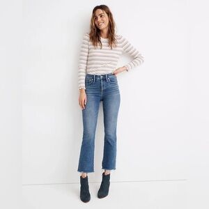Madewell Women’s Cali Demi-Boot Fleetwood Wash Raw Hem High Rise Crop Jeans Sz27